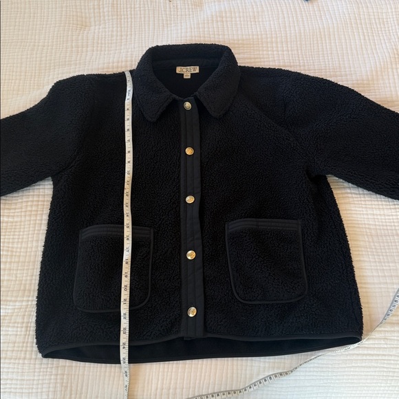 J. Crew Black Teddy Sherpa Jacket with Gold Buttons - Picture 3 of 6
